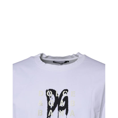 Dolce & Gabbana White DG Logo Cotton Crew Neck T-shirt