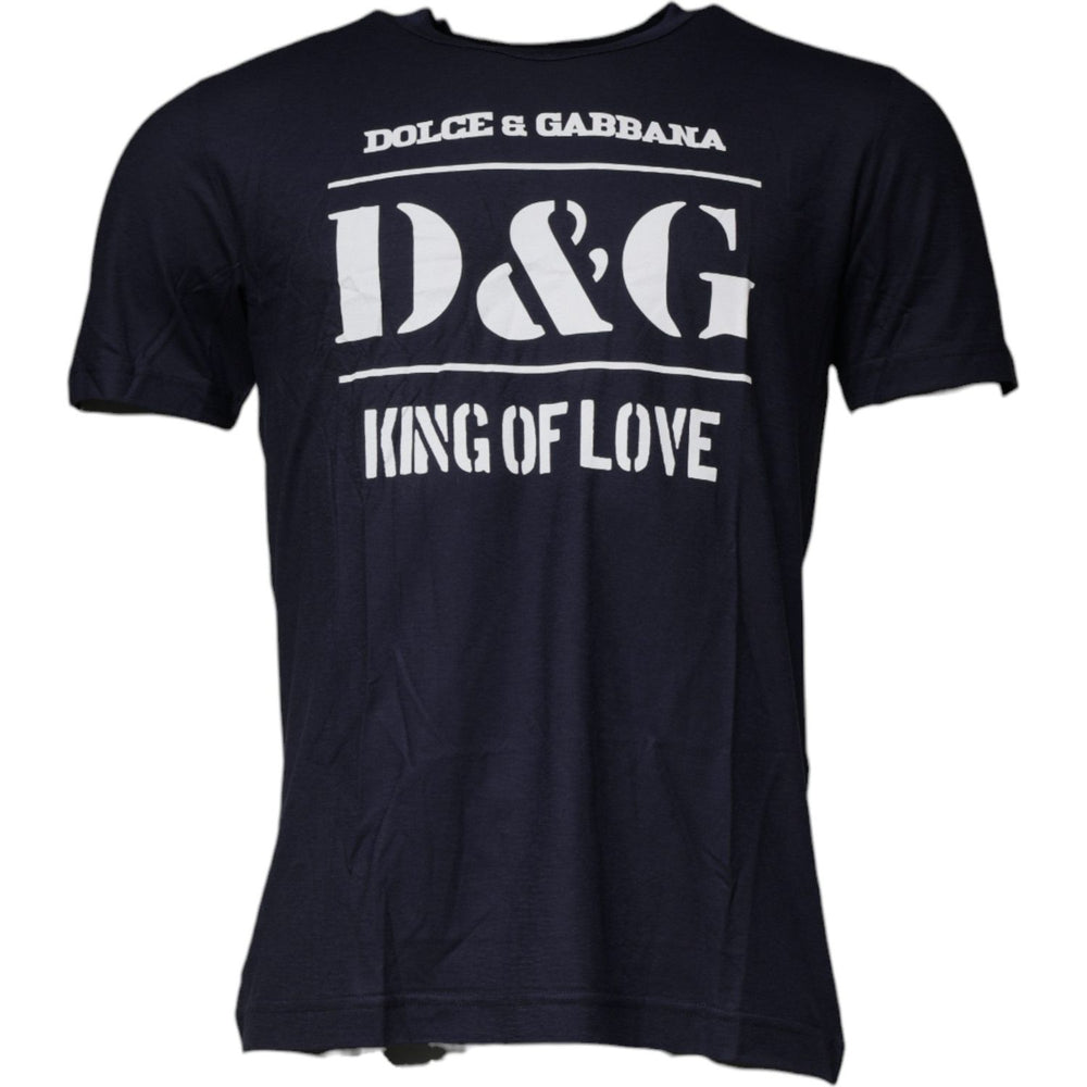 Dolce & Gabbana Blue D&G King Of Love Cotton Crew Neck T-shirt TSH87539-50