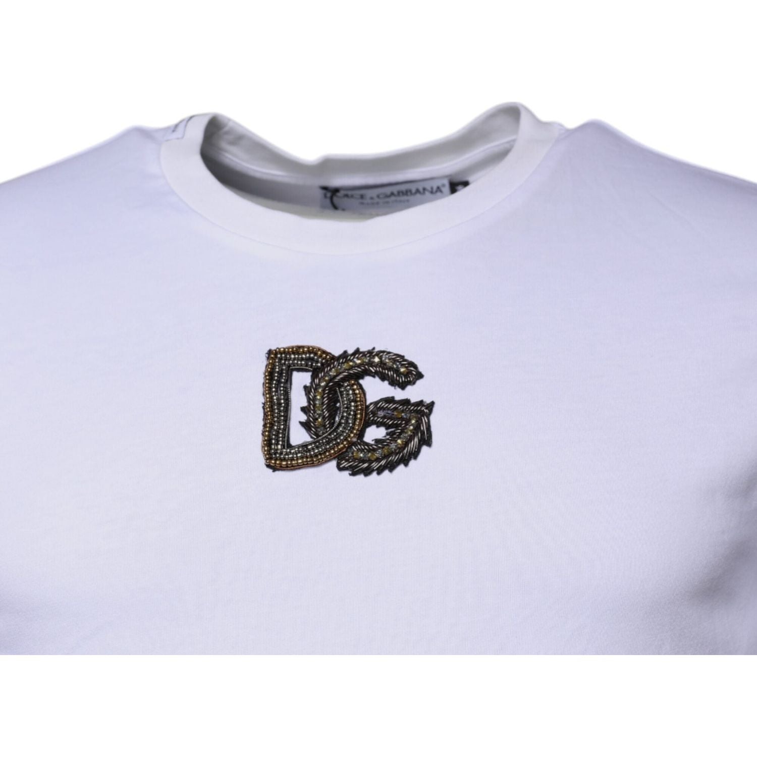 Dolce & Gabbana White DG Logo Cotton Crew Neck T-shirt