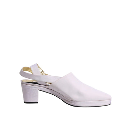 Dolce & Gabbana Off White Block Heel Slingback Sandals Shoes