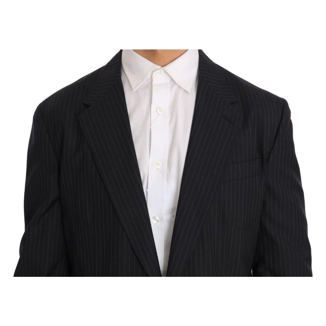 Dolce & Gabbana Gray Striped Wool Jacket Coat Slim Blazer JKT1220-1