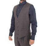Dolce & Gabbana Brown Striped Stretch Dress Vest VES10013-1
