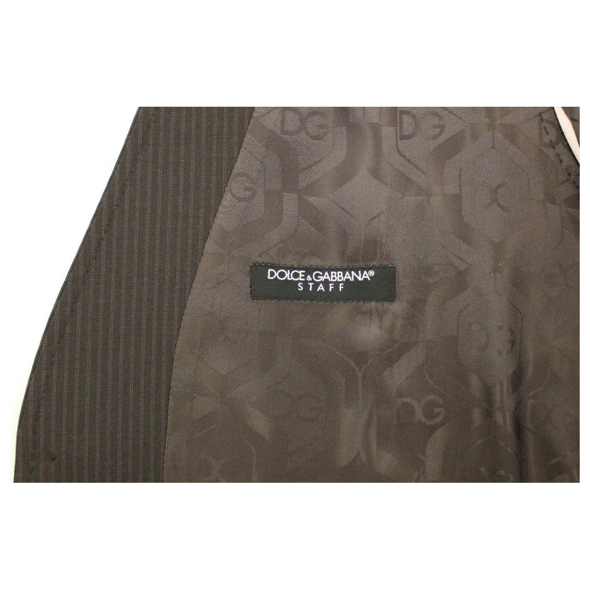 Dolce & Gabbana Brown Striped Stretch Dress Vest VES10013-1