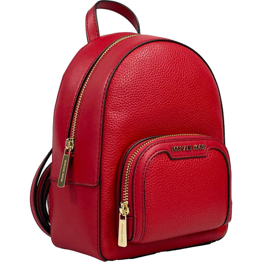 Michael Kors Jaycee Mini XS Leather Zip Pocket Backpack Red 91893