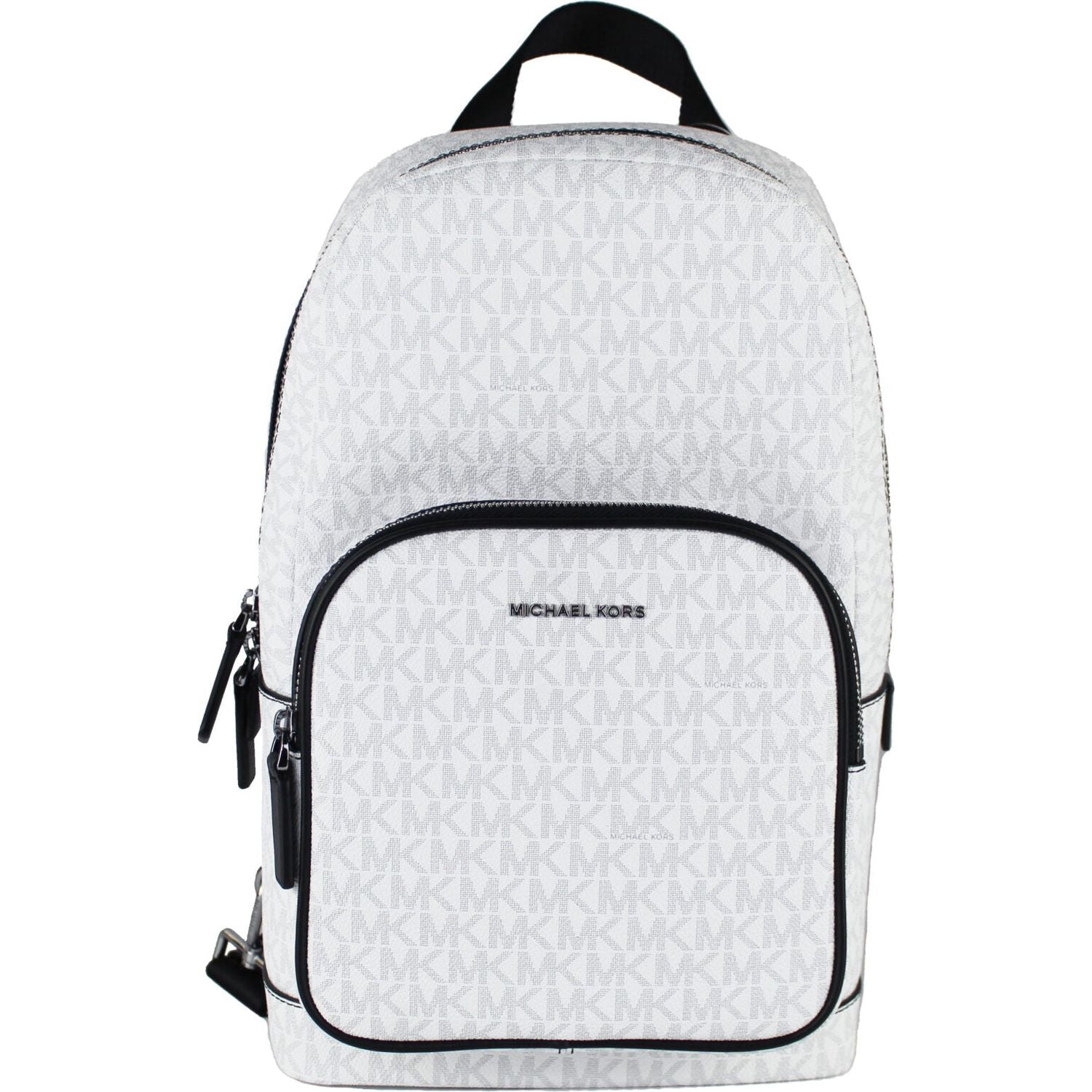 Front view with bag zipped and handles upright.