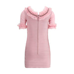 Self-Portrait Ruffle Knit Mini Dres SE-SS25CK004SPPINK-6