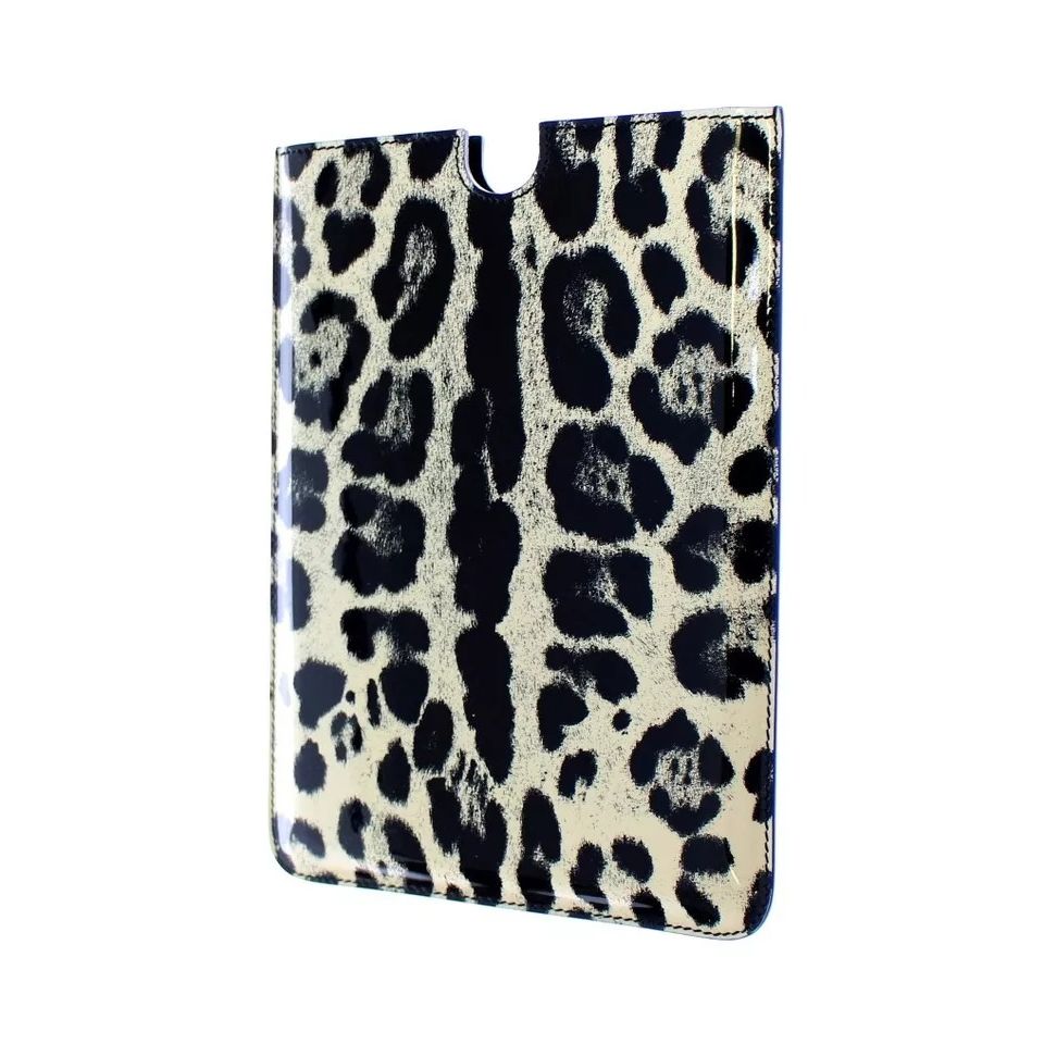 Dolce & Gabbana White Leopard Pattern Leather eBook Cover Tablet Case