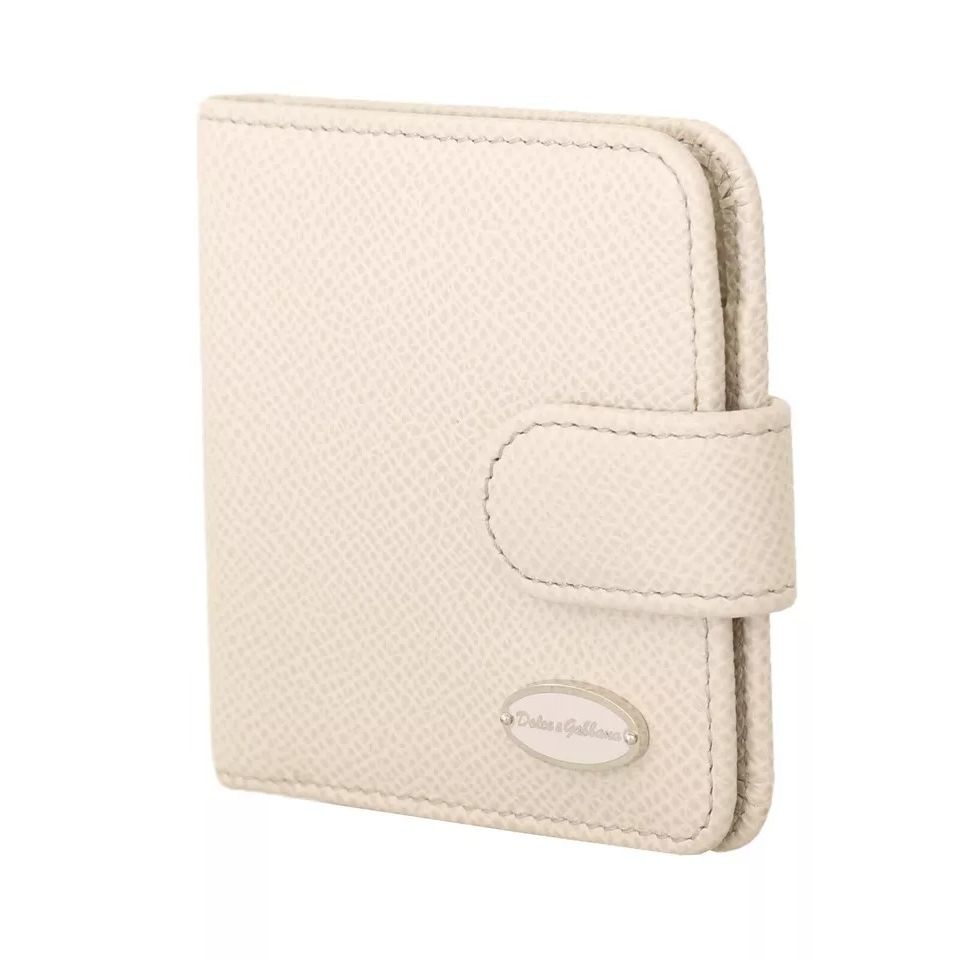 Dolce & Gabbana White Dauphine Leather Condom Case Holder Pocket Wallet