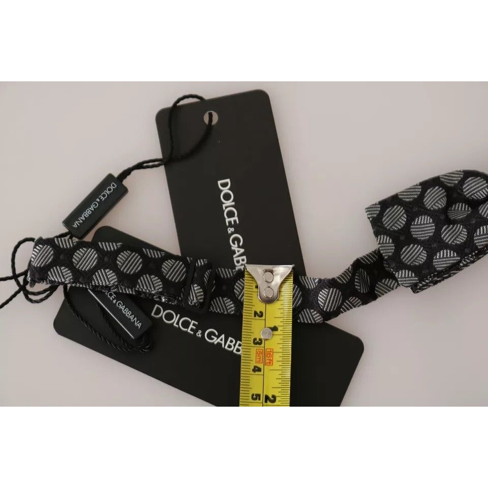 Dolce & Gabbana Black Silk Circles Men Necktie Bow Tie