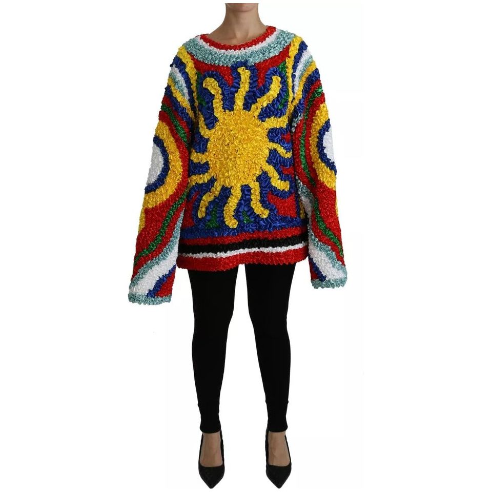 Dolce & Gabbana Multicolor Sun Ruffled Top Blouse Sweater TSH4226-40