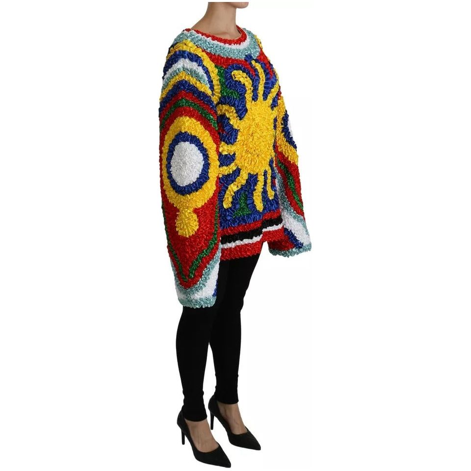 Dolce & Gabbana Multicolor Sun Ruffled Top Blouse Sweater TSH4226-40