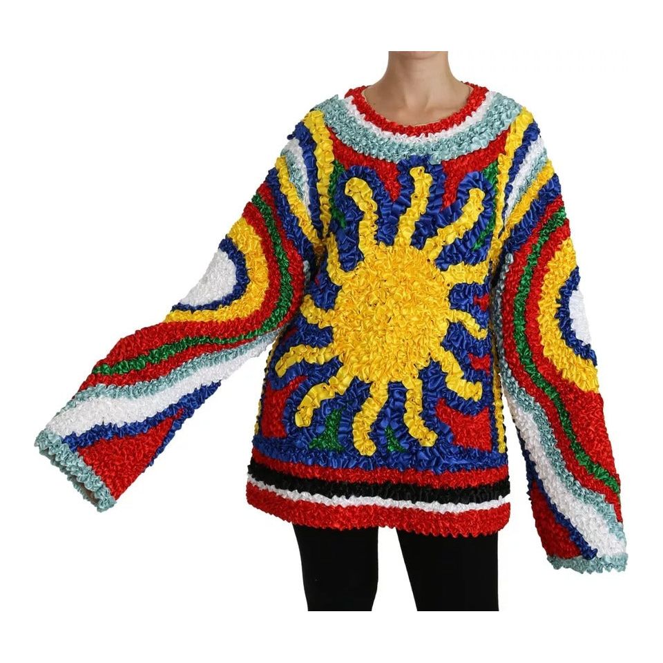Dolce & Gabbana Multicolor Sun Ruffled Top Blouse Sweater TSH4226-40