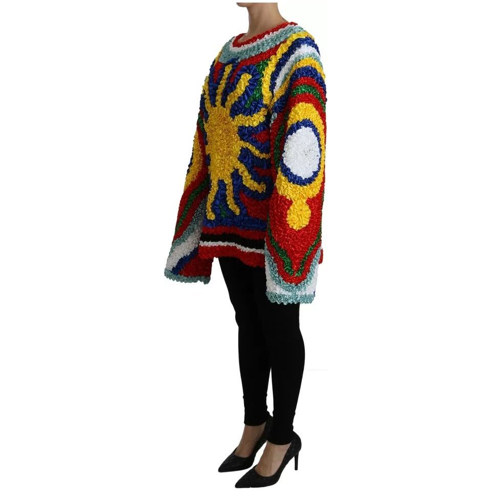 Dolce & Gabbana Multicolor Sun Ruffled Top Blouse Sweater TSH4226-40