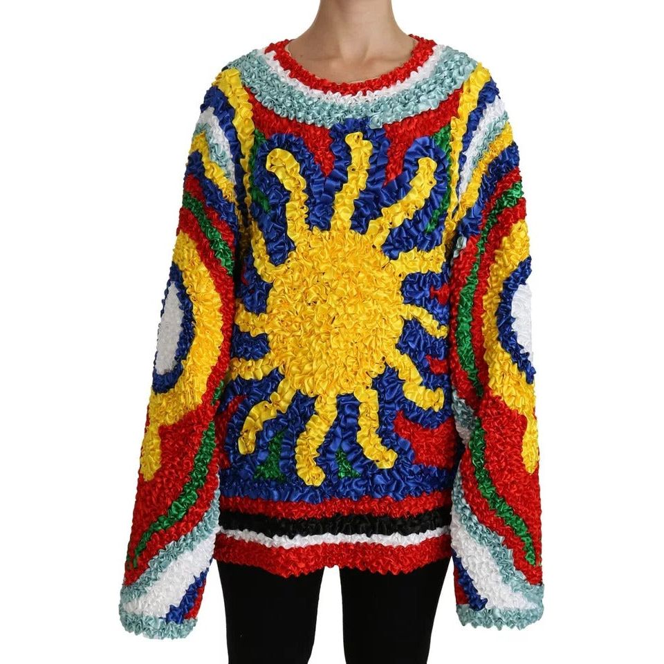 Dolce & Gabbana Multicolor Sun Ruffled Top Blouse Sweater TSH4226-40