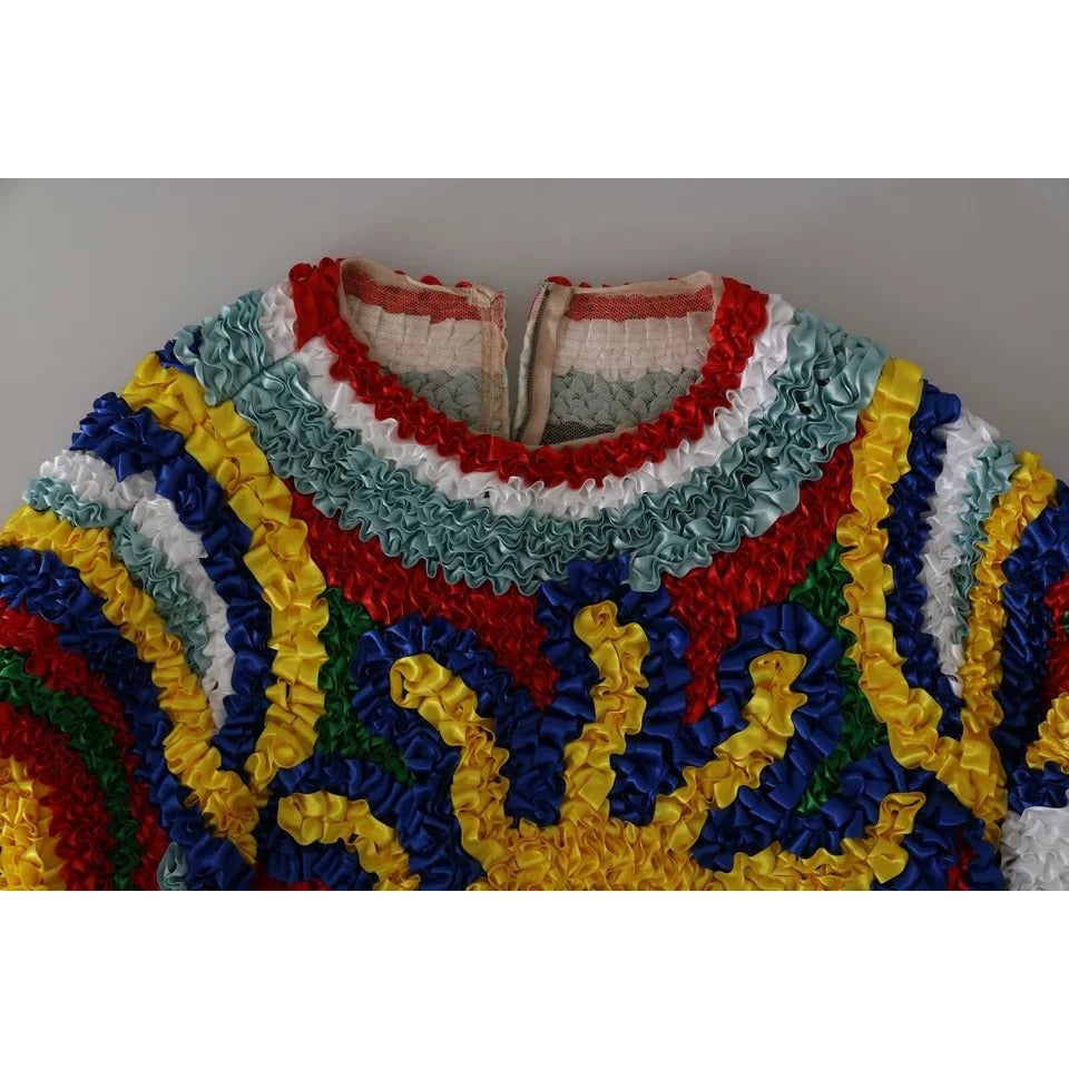 Dolce & Gabbana Multicolor Sun Ruffled Top Blouse Sweater TSH4226-40