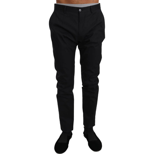 Dolce & Gabbana Black Cotton Stretch Formal Trousers Pants PAN61127-50