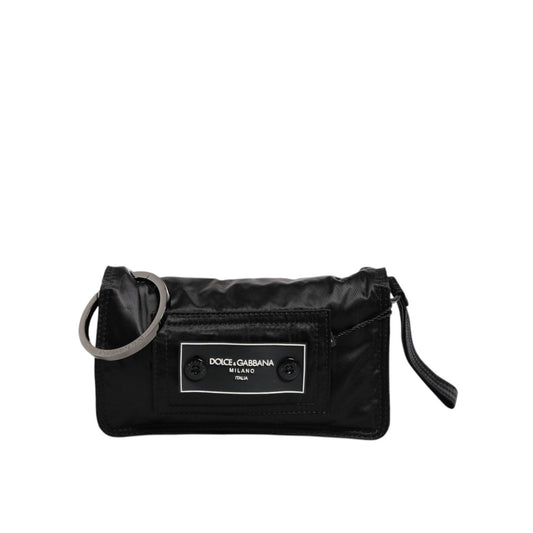 Dolce & Gabbana Black Fabric Logo Two Way Clutch Crossbody Bag BAG4044
