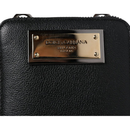 Dolce & Gabbana Black Leather Purse Crossbody Sling Phone Bag