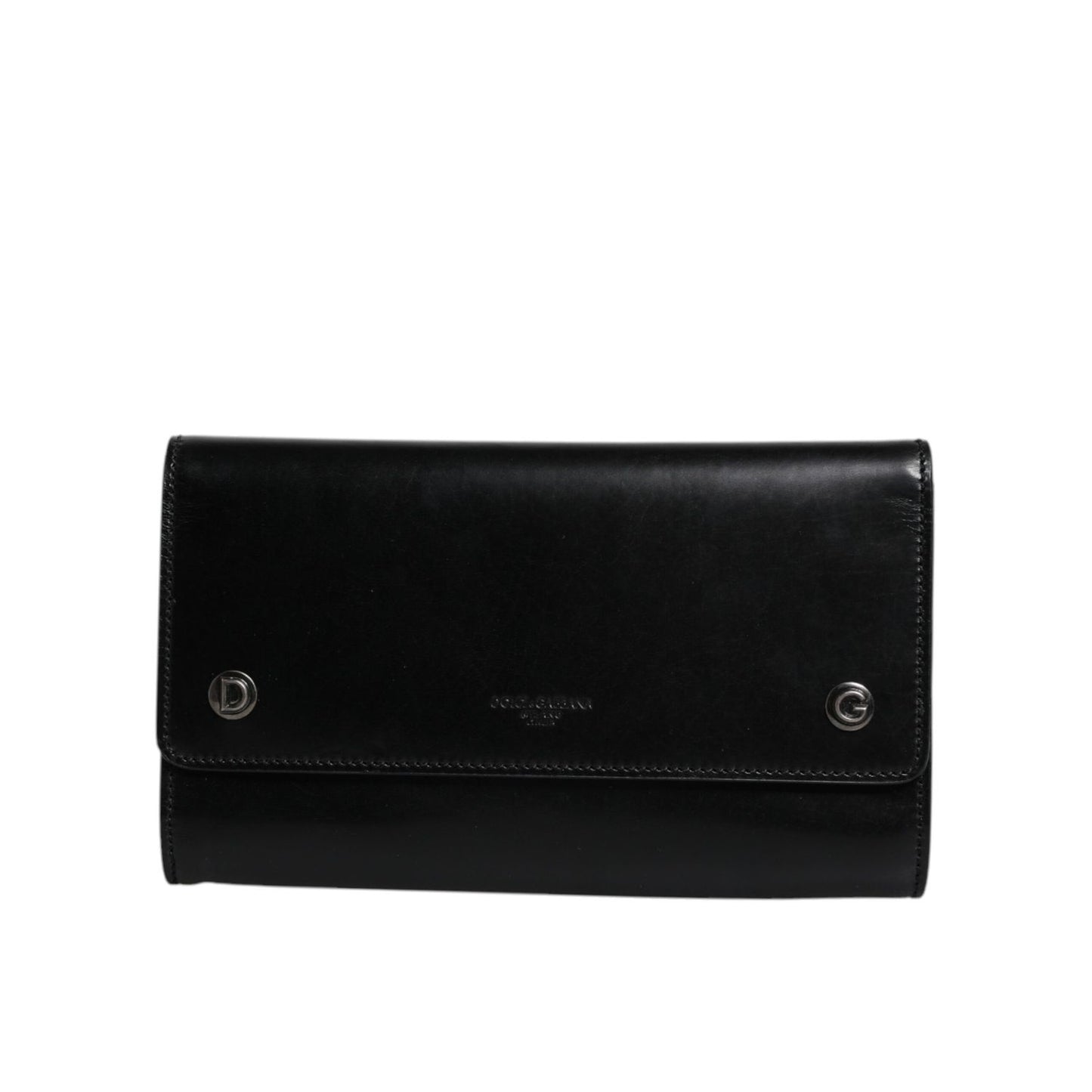 Dolce & Gabbana Black Leather Logo Embossed Crossbody Bag