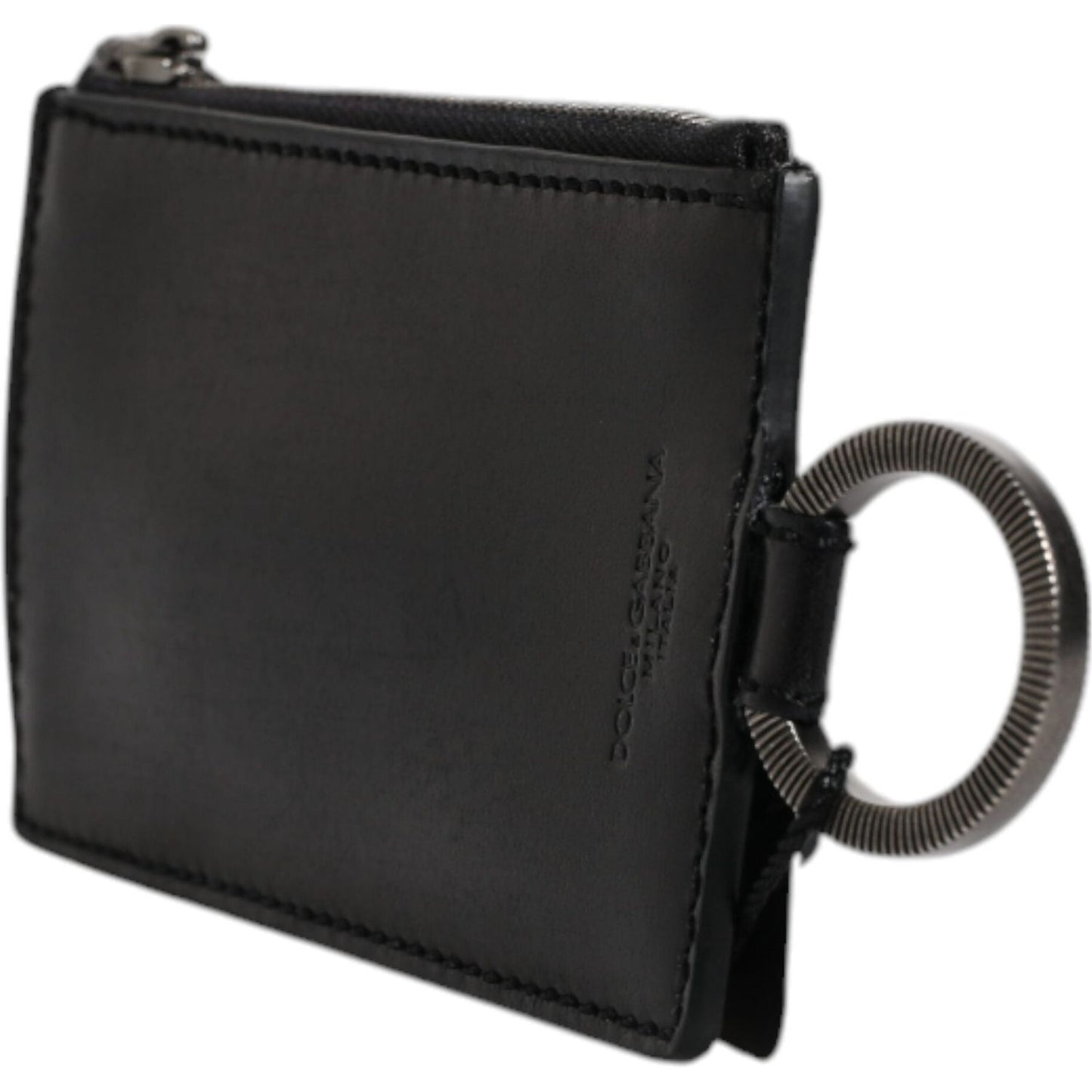 Dolce & Gabbana Black Horse Leather Lanyard Logo Card Holder Wallet BAG4201