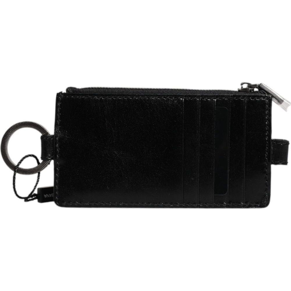 Dolce & Gabbana Black Horse Leather Lanyard Logo Card Holder Wallet BAG4201