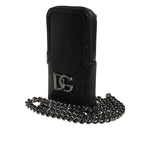 Dolce & Gabbana Black Leather Purse Crossbody Chain Sling Phone Bag
