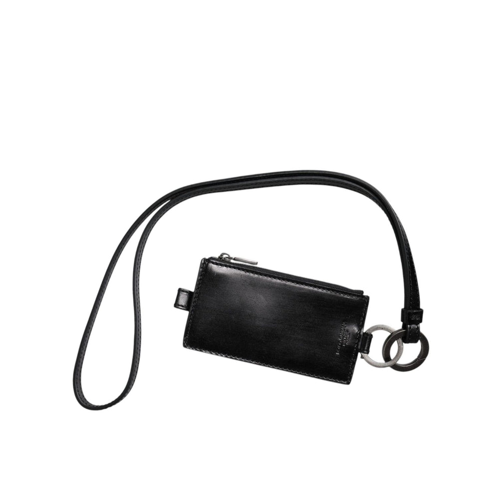Dolce & Gabbana Black Horse Leather Lanyard Logo Card Holder Wallet
