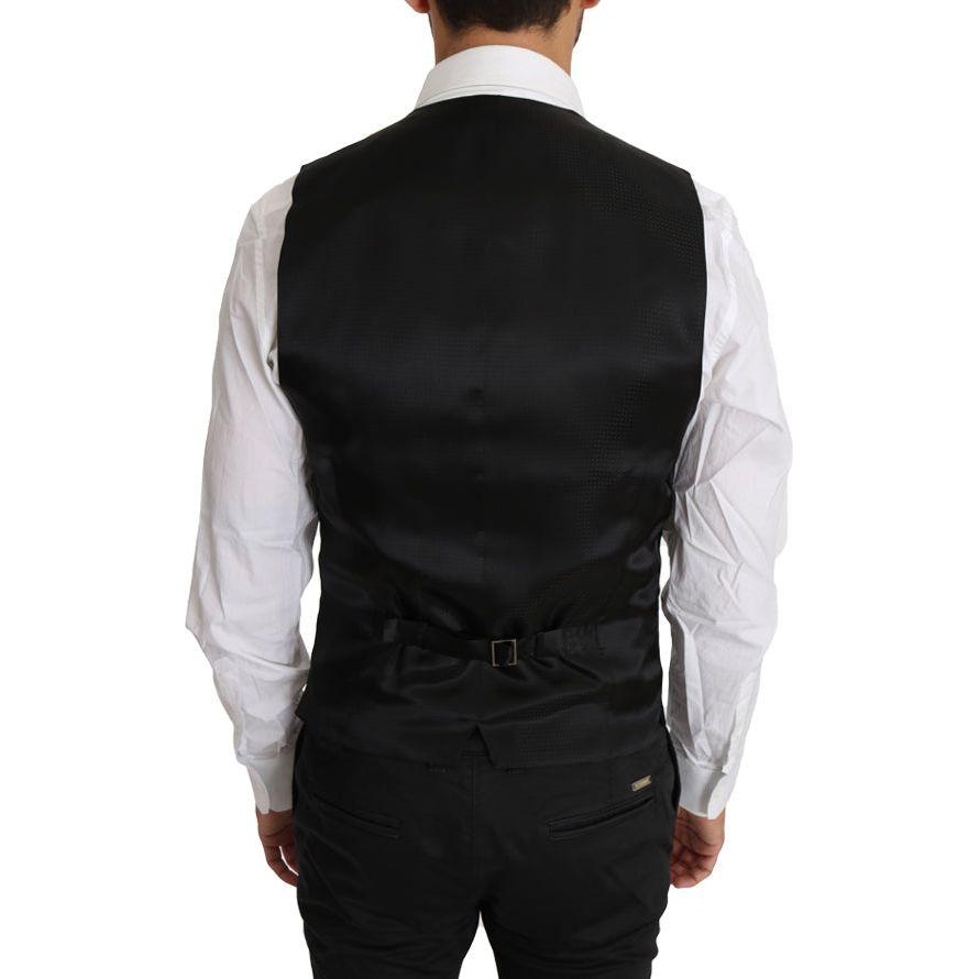 Dolce & Gabbana Black Solid Wool Silk Waistcoat Vest TSH2665-46