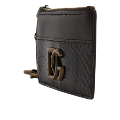Dolce & Gabbana Brown Exotic Leather DG Logo Card Holder Wallet