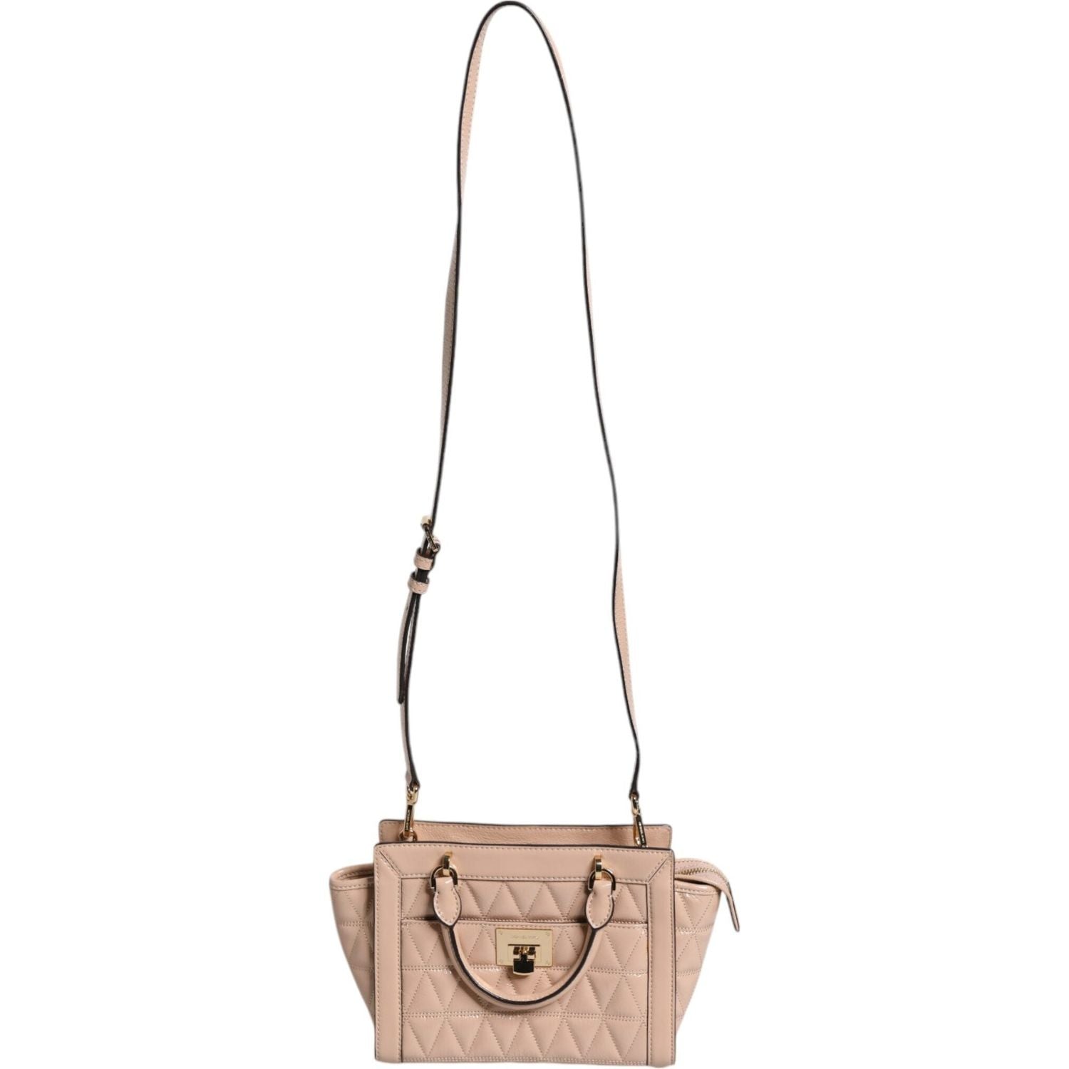 Front view with bag zipped and handles upright.
