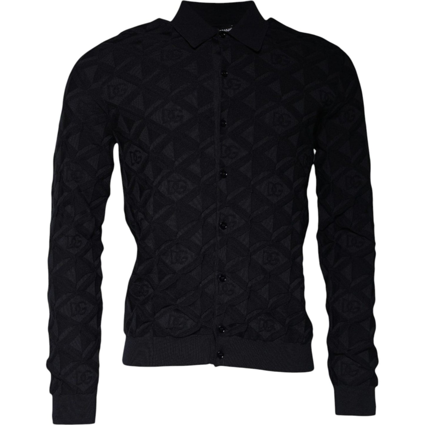 Dolce & Gabbana Black Silk Crew Neck Men Cardigan Sweater TSH87464-48