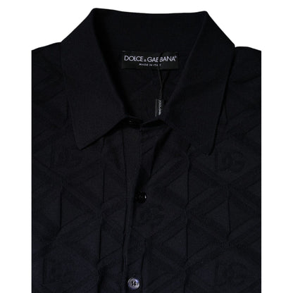 Dolce & Gabbana Black Silk Crew Neck Men Cardigan Sweater