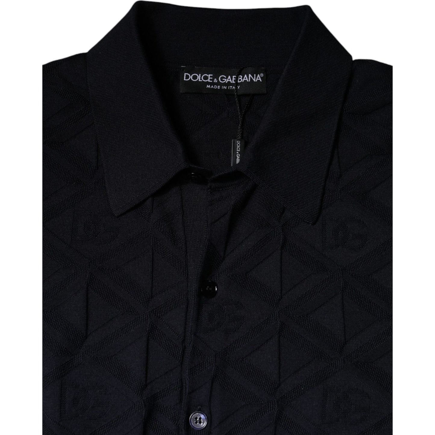 Dolce & Gabbana Black Silk Crew Neck Men Cardigan Sweater TSH87464-48