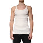 Dolce & Gabbana Off White Cotton Sleeveless Round Neck Tank T-shirt TSH87501-46