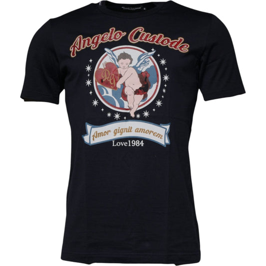 Dolce & Gabbana Blue Cotton Angel Print Short Sleeves T-shirt TSH87669-50