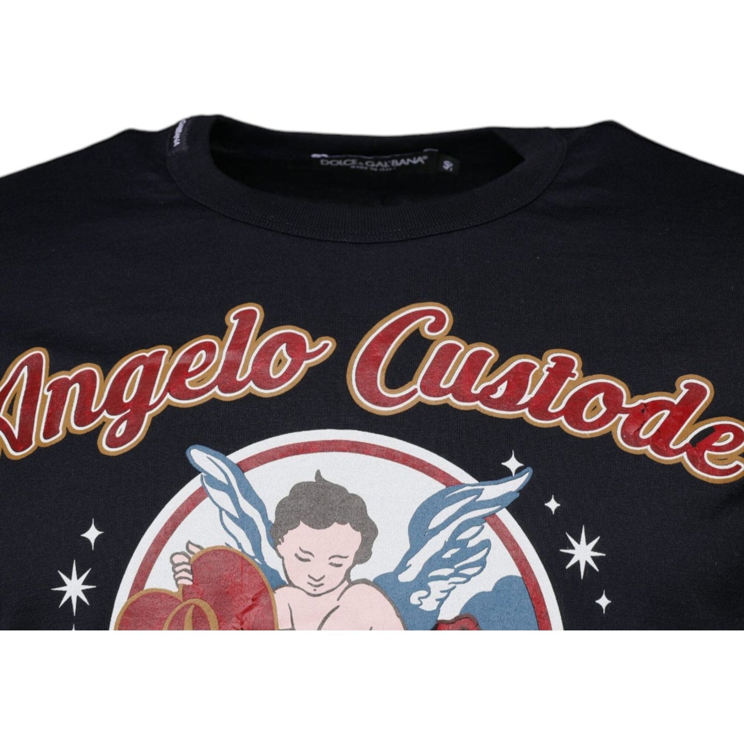 Dolce & Gabbana Blue Cotton Angel Print Short Sleeves T-shirt TSH87669-50