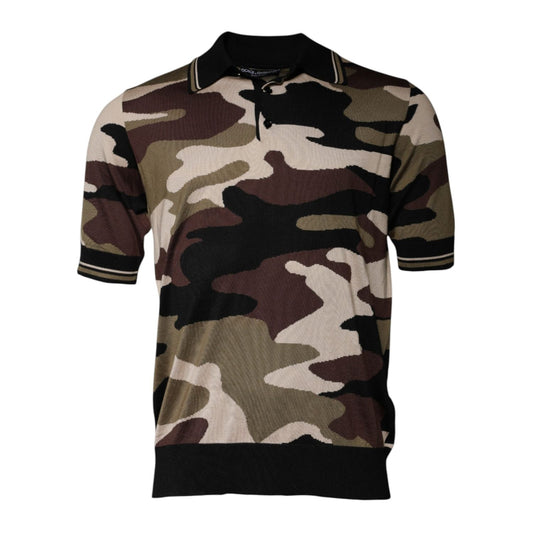 Dolce & Gabbana Multicolor Camouflage Collared Polo T-shirt