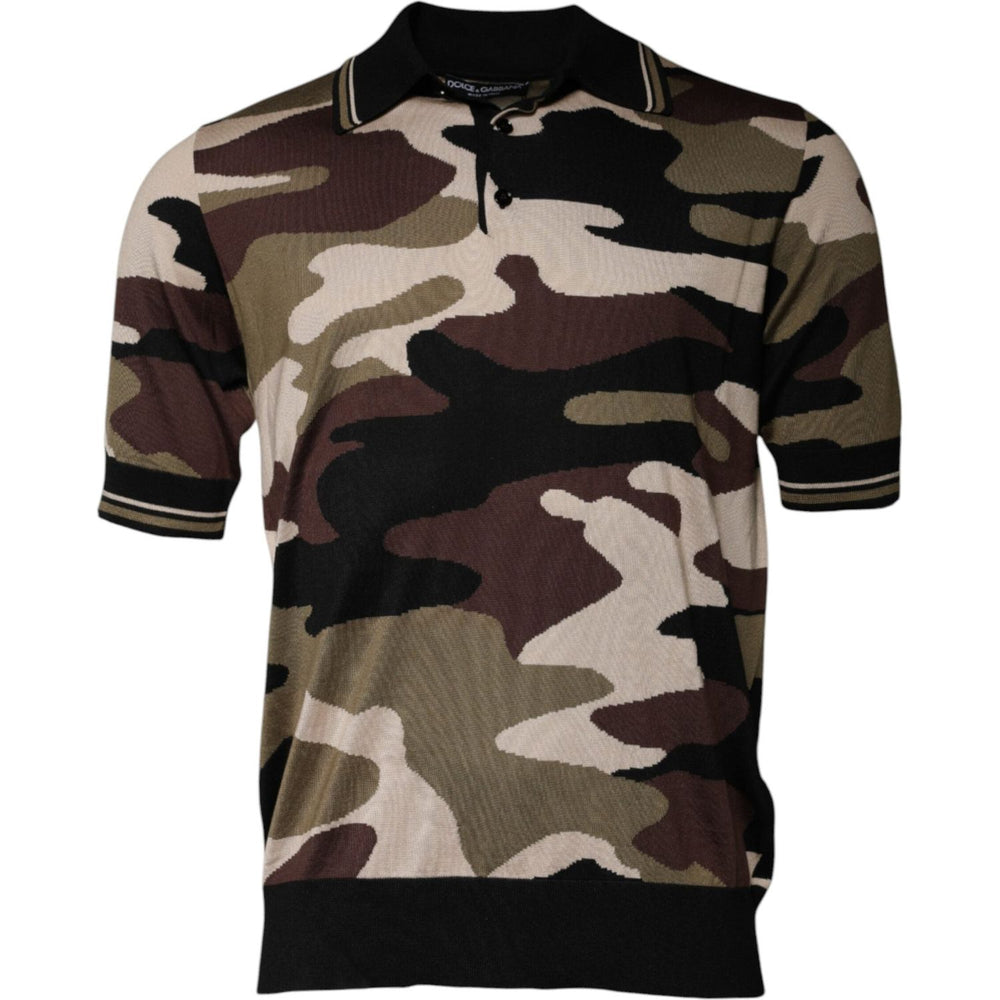 Dolce & Gabbana Multicolor Camouflage Collared Polo T-shirt TSH87712-48