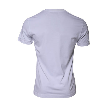Dolce & Gabbana White Logo Print Cotton Crew Neck T-shirt