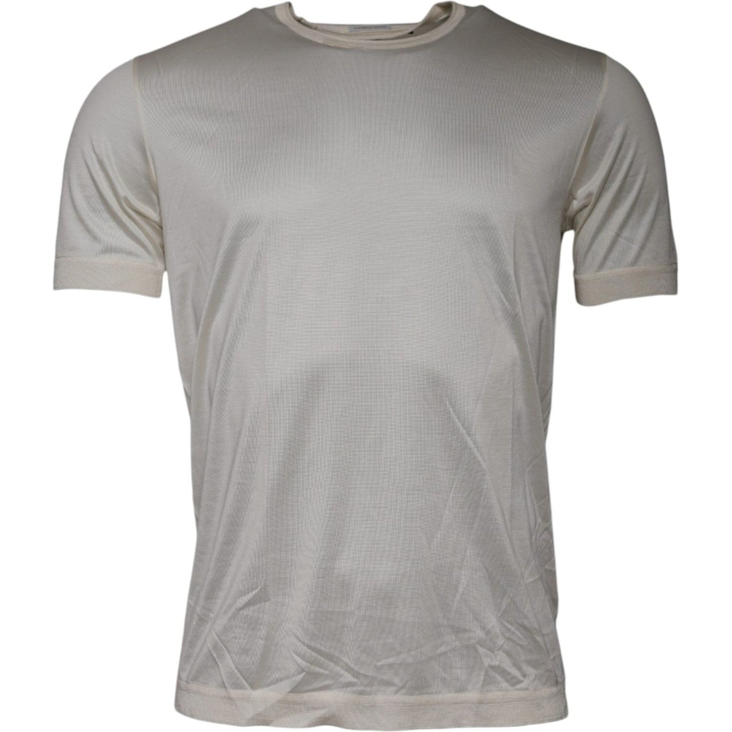 Dolce & Gabbana Off White Silk Crew Neck Short Sleeve T-shirt TSH87810-48