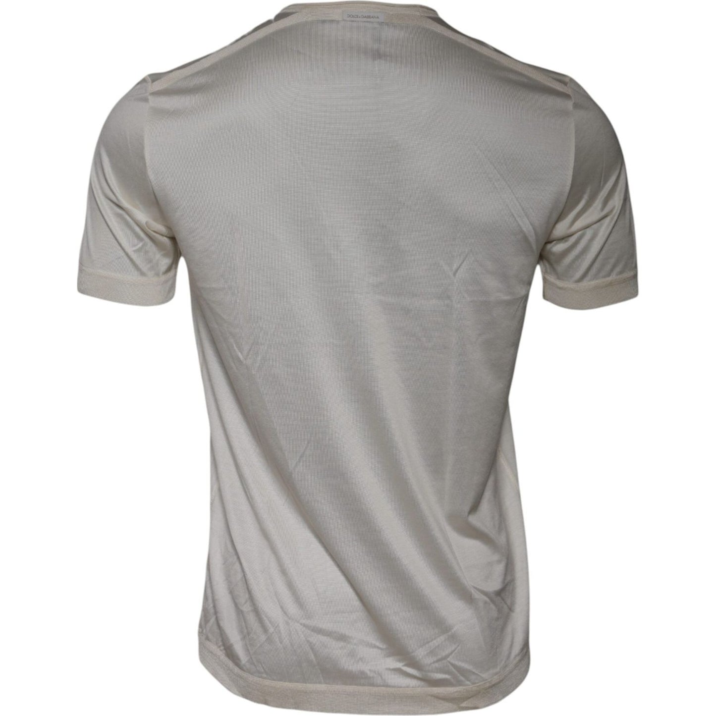 Dolce & Gabbana Off White Silk Crew Neck Short Sleeve T-shirt TSH87810-48