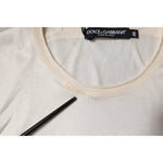 Dolce & Gabbana Off White Silk Crew Neck Short Sleeve T-shirt TSH87810-48