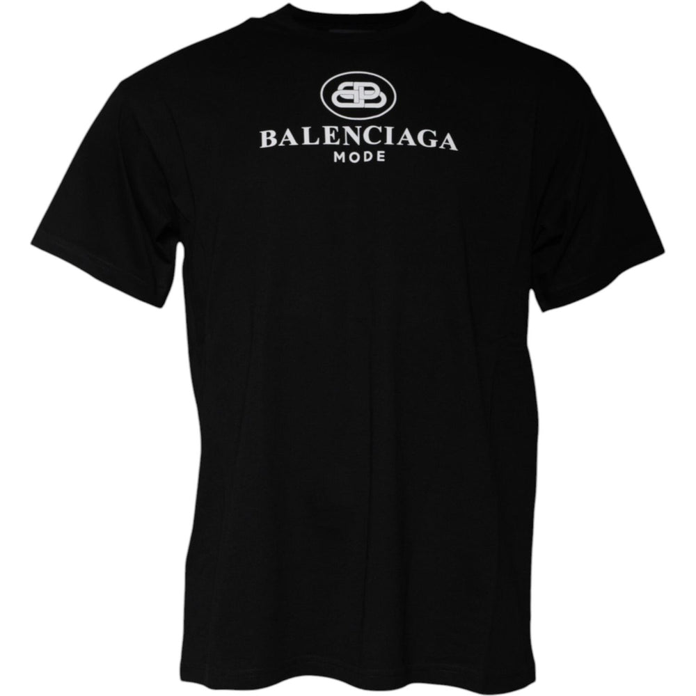 Balenciaga Black Cotton Logo Print Crew Neck Short Sleeves T-shirt TSH878473-xs