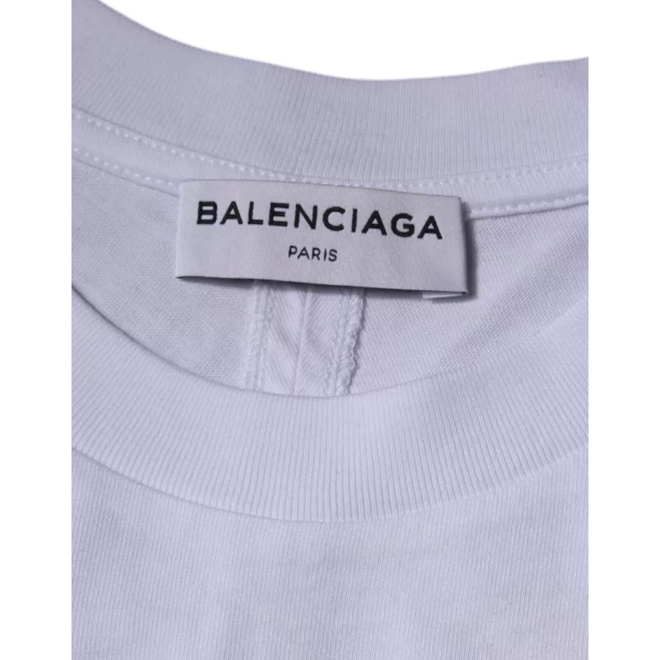 Balenciaga White Logo Cotton Jersey Crew Neck Short Sleeves T-shirt TSH878479-xs