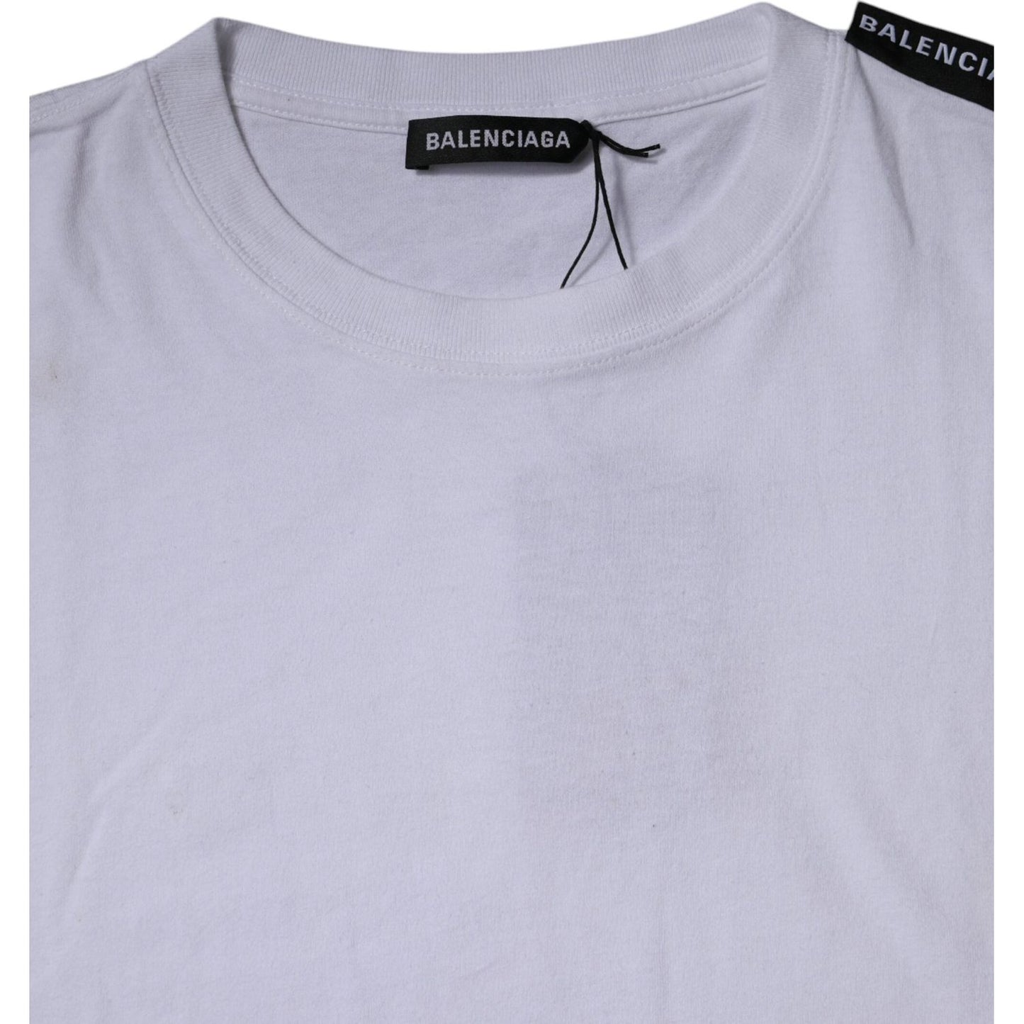 Balenciaga White Logo Cotton Jersey Crew Neck Short Sleeves T-shirt TSH878481-xl