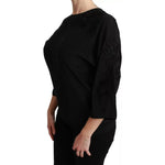 Dolce & Gabbana Black Floral Embroidered Blouse Silk Top TSH2680-38
