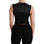 Dolce & Gabbana Black Lace Waistcoat Slim Vest Silk Top TSH4498-40