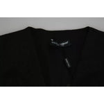 Dolce & Gabbana Black Lace Waistcoat Slim Vest Silk Top TSH4498-40