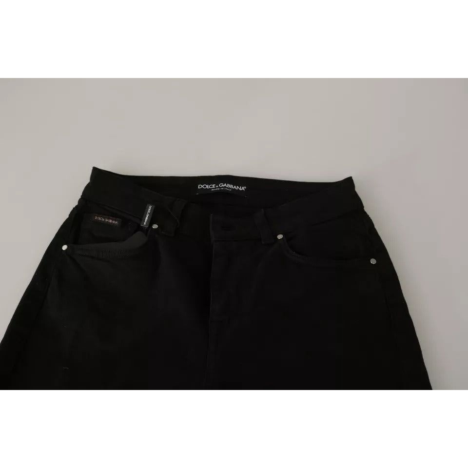 Dolce & Gabbana Black Mid Waist Slim Denim Cotton Stretch Jeans PAN71110-36