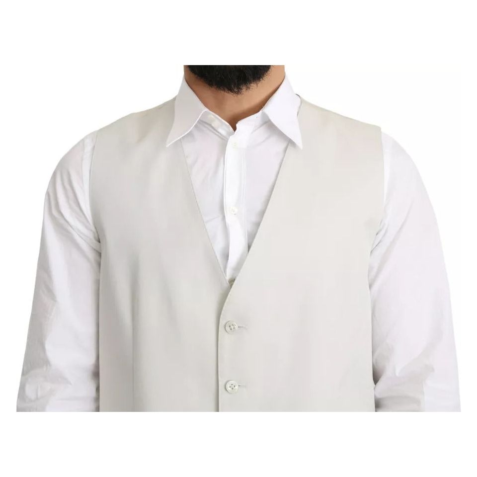 Dolce & Gabbana Off-White Cotton Silk Formal Coat Vest TSH5048-54